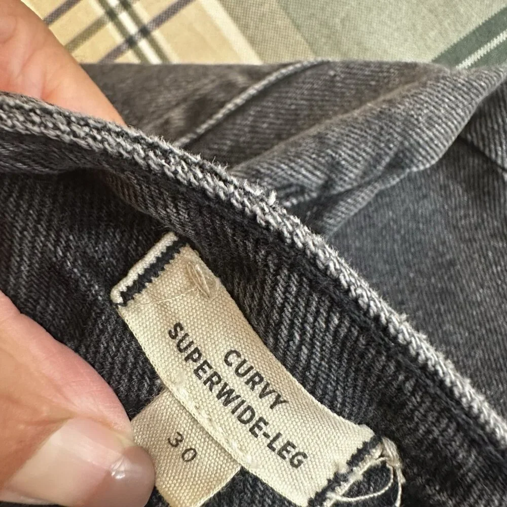 Madewell Curvy Super Wide Leg Jeans Women's 30 Black Denim Button Fly Flare Y2K - Picture 14 of 15